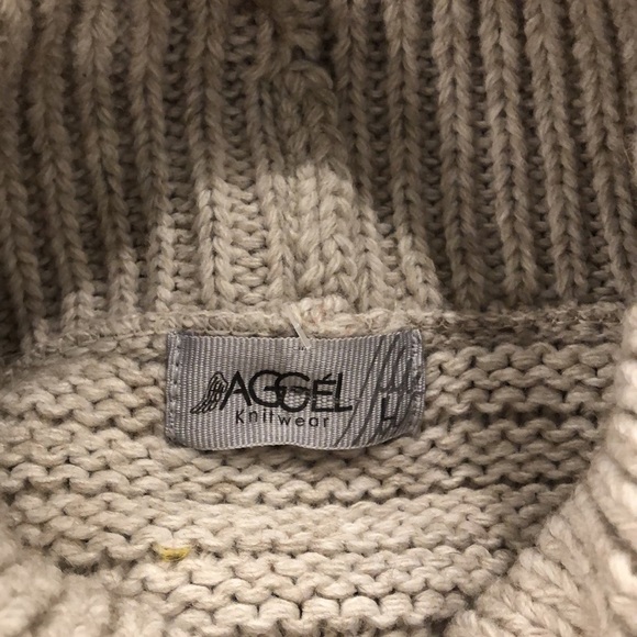 Aggel knitwear sweater wool alpaca beige SZ L bell sleeves cowl  neck - Picture 6 of 9